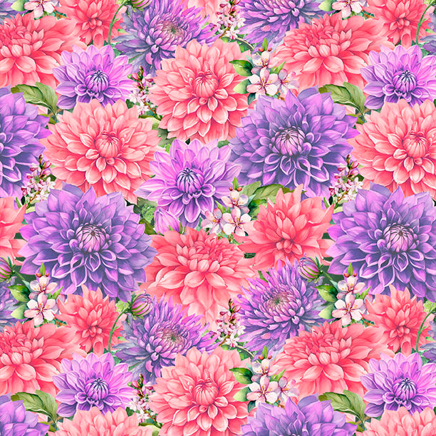 Dahlia Botanica / Packed Floral in Pink & Purple