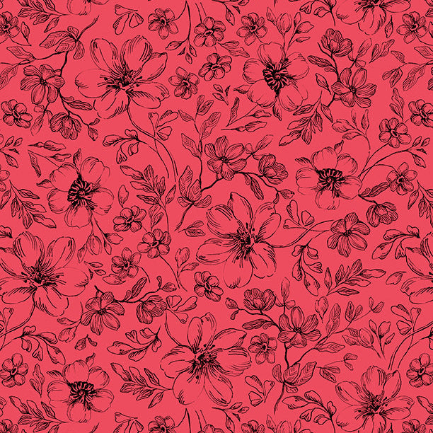 Scarlet Dreams / Floral Toile in Red