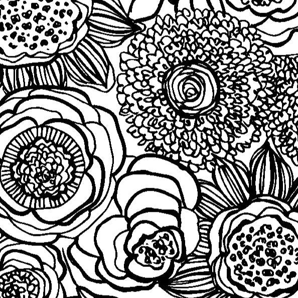 Night & Day / Large Black-On-White Florals