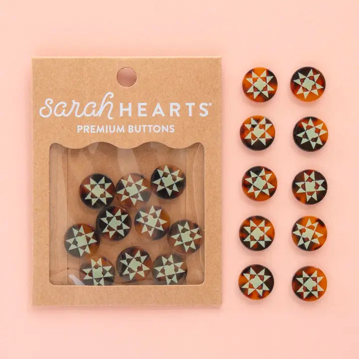 Quilt Star Buttons Small 5/8"