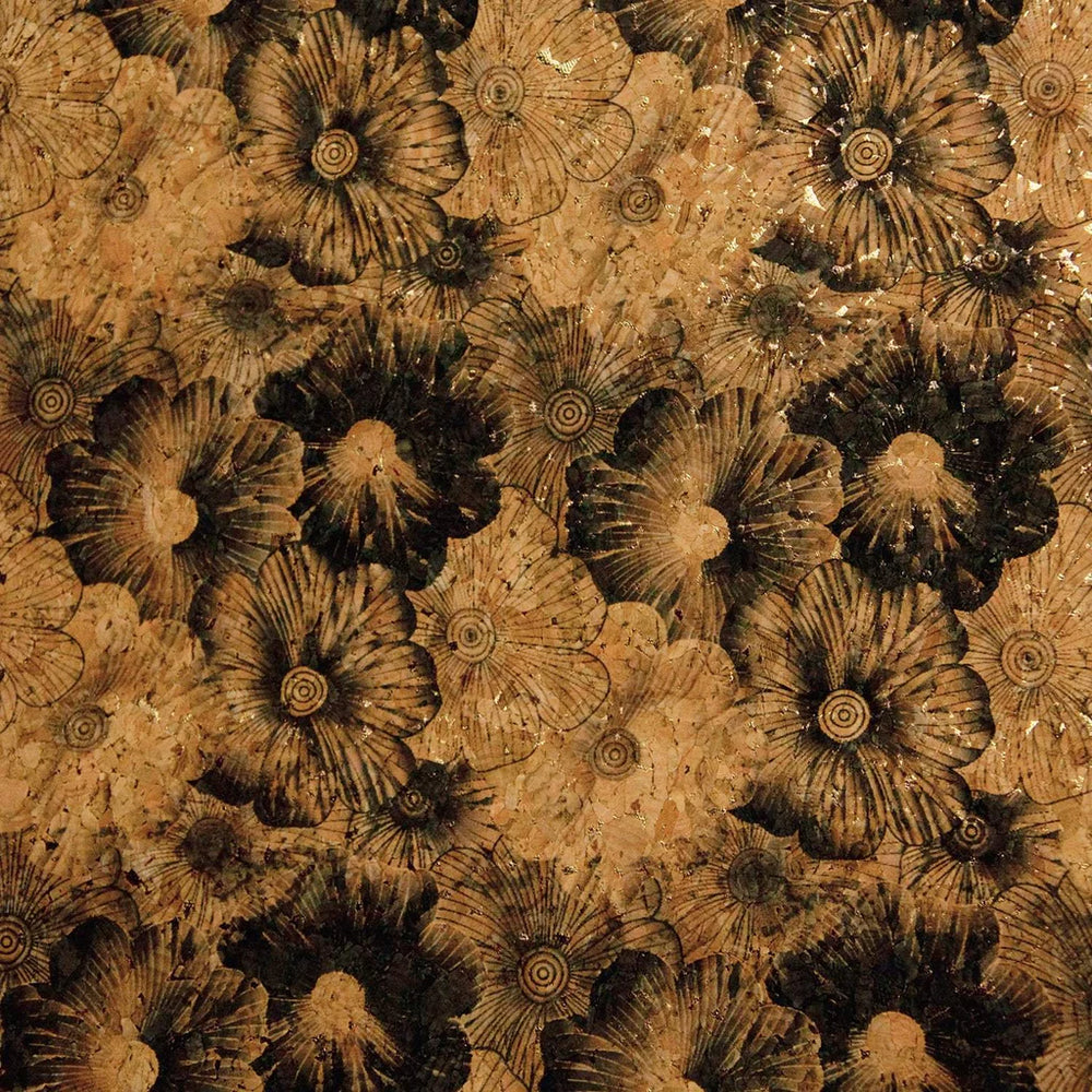 Greyscale Floral Cork Fabric