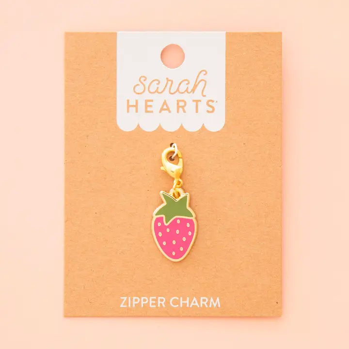 Strawberry Enamel Zipper Charm