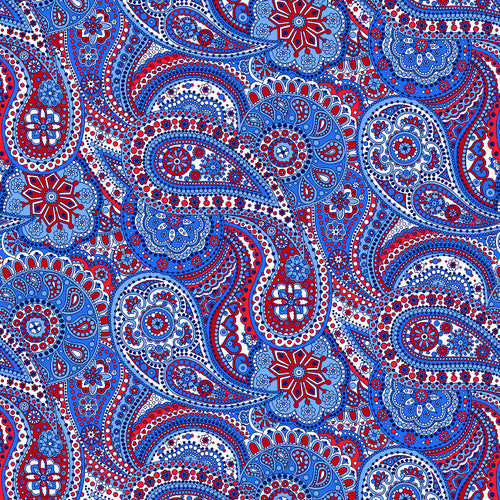 108" Paisley Paradise / Blue & Red