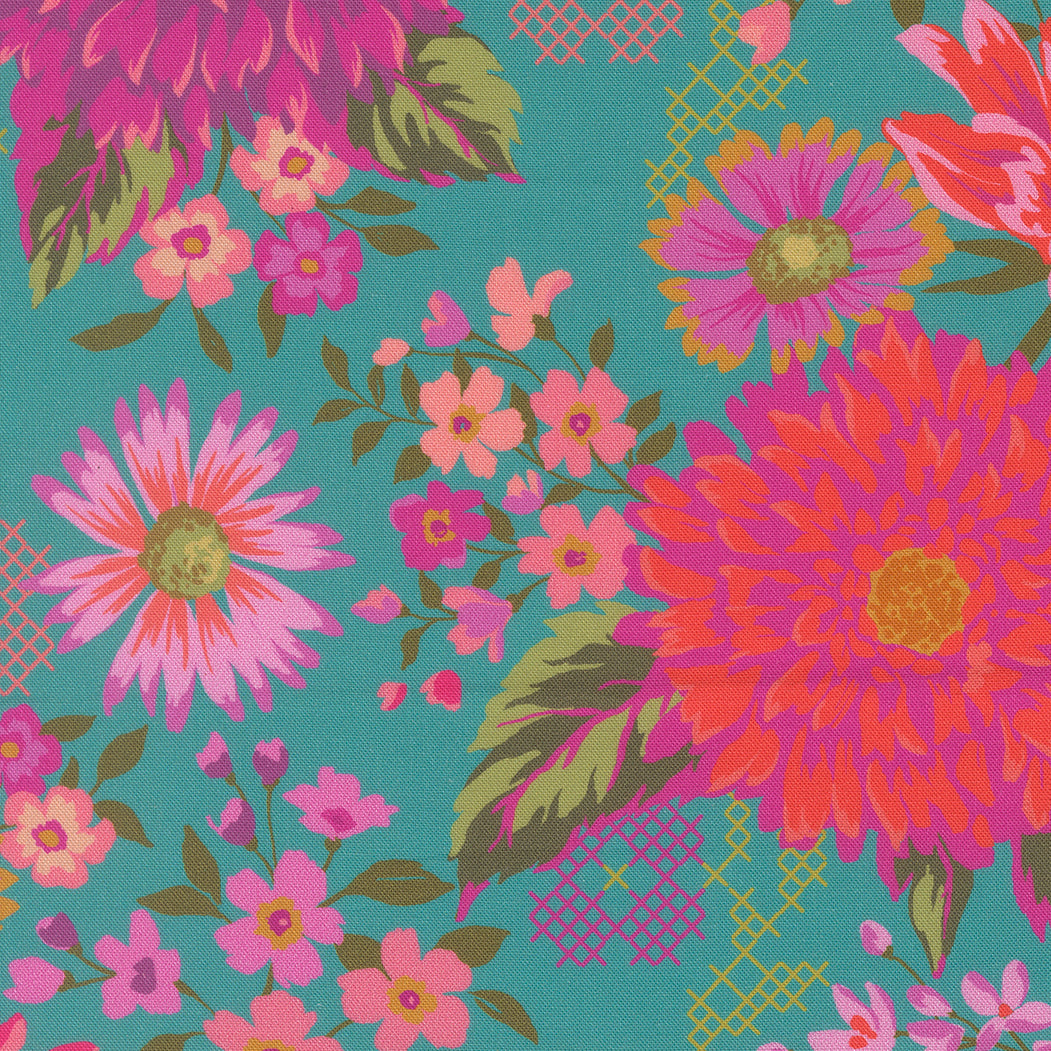 Parlor / Happy Blooms in Teal