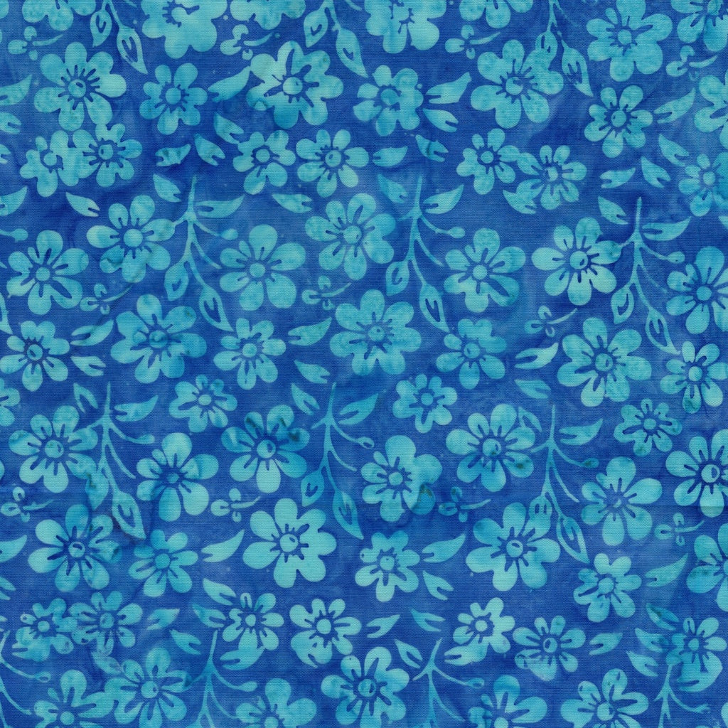 Springtime Bouquet / Small Flowers and Leaves in Blue Wave