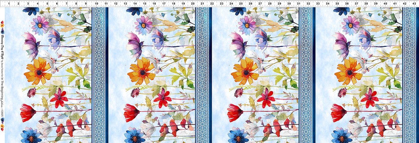 Blooming Day & Night / Blue Border