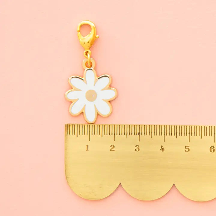 White Daisy Zipper Charm