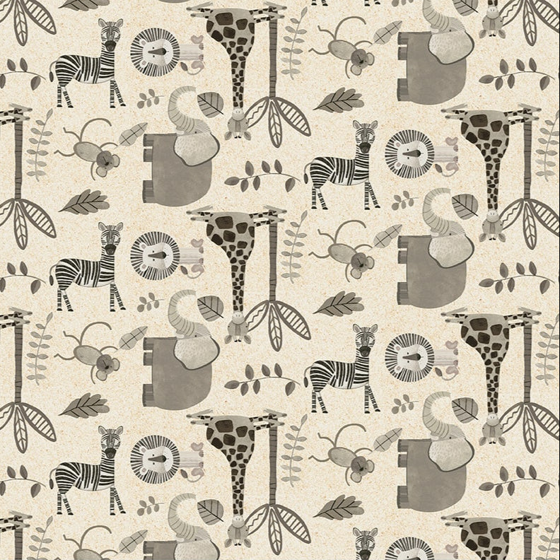 Jungle Romp / Overall Animals in Cream