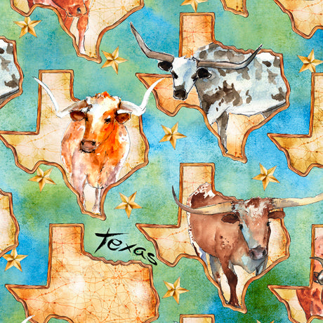 Longhorns / Texas Map & Longhorns
