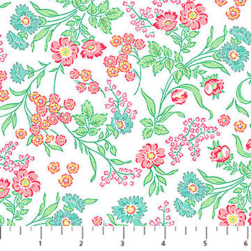 Quilting In Bloom / Floral Trail in White Multi