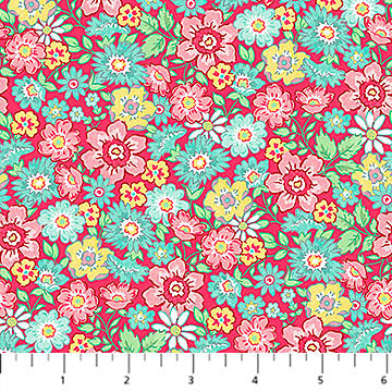 Quilting In Bloom / Packed Floral in Red