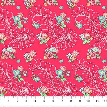 Quilting In Bloom / Feather Floral in Red