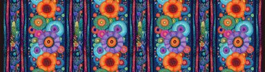 Jubilant / Bright Floral 11" Stripes in Midnight