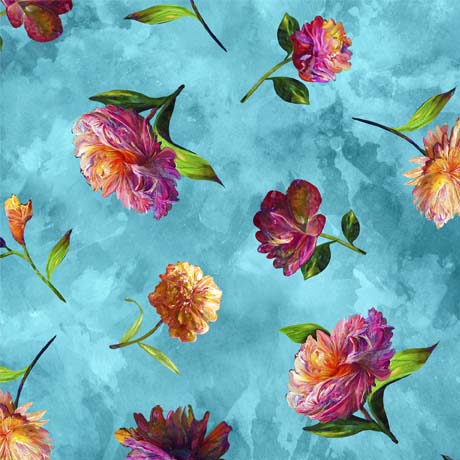 Fleur Etoile / Tossed Floral in Turquoise