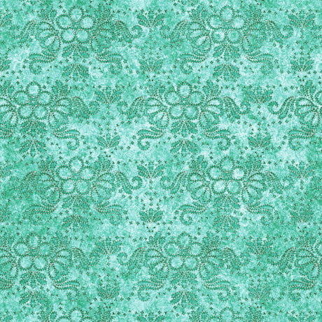 In Stitches / Stitched Floral in Dark Mint