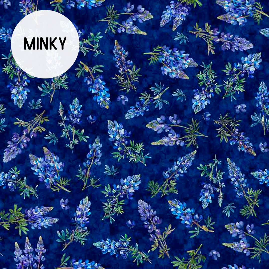 All Texas Shop Hop Minky / Bluebonnets in Navy (Pre-Order)