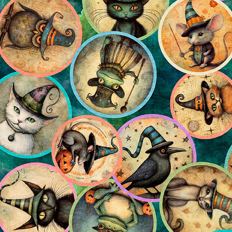 Witchypoo / Animal Witch Medallions in Teal