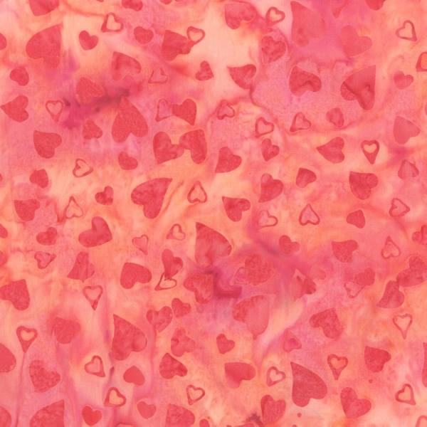 Coral Bliss Batiks / Pink Hearts