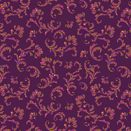 Paisley Pop Flannel / Scroll in Eggplant