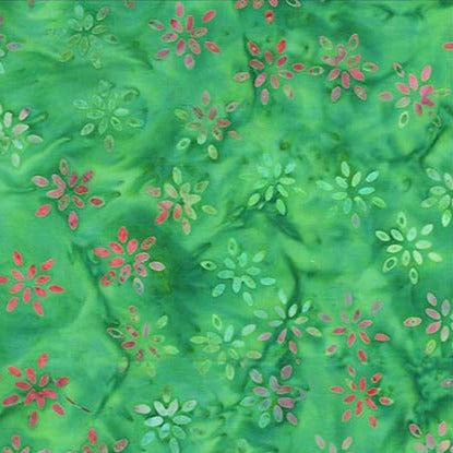 Bright Summer Batiks / Sparkling Flowers in Jade