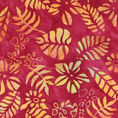 Bright Summer Batiks / Tropical Leaves in Berry