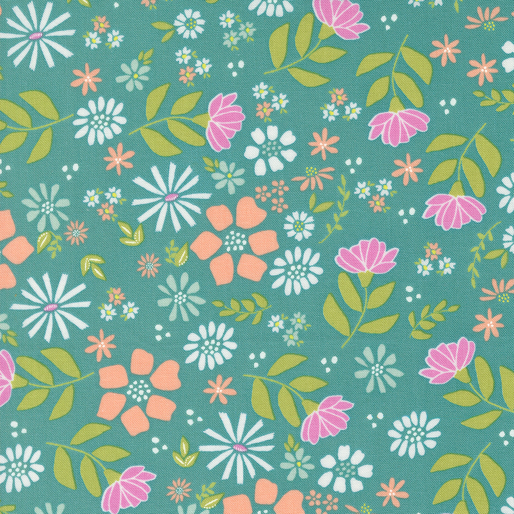 Laguna Sunrise / Wild Rose in Teal