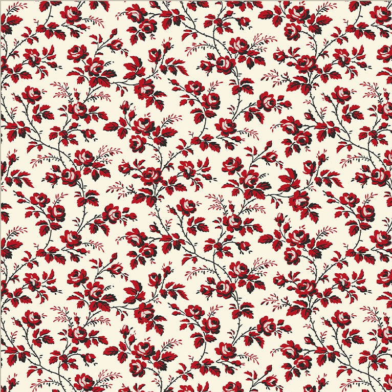 Sable & Scarlet / Flowering Vine in Cream