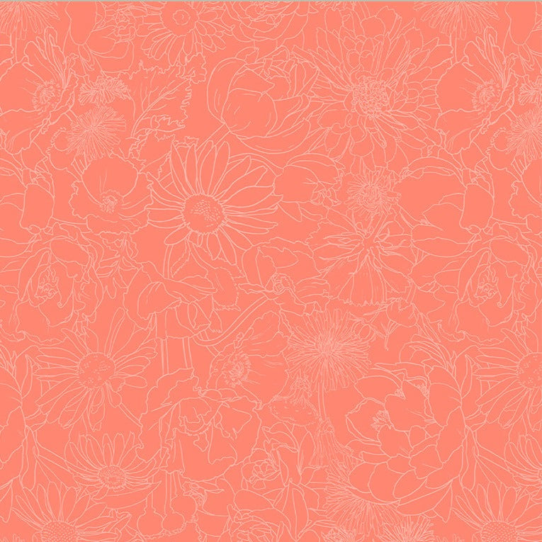 Spring Dreams / Garden Sketch in Coral