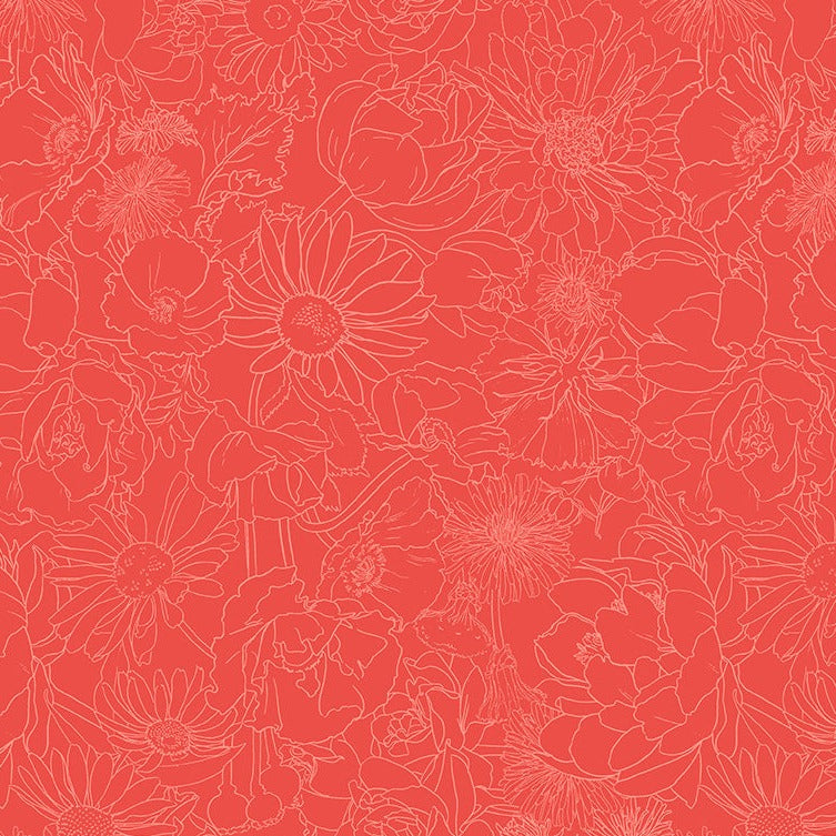 Spring Dreams / Garden Sketch in Poppy