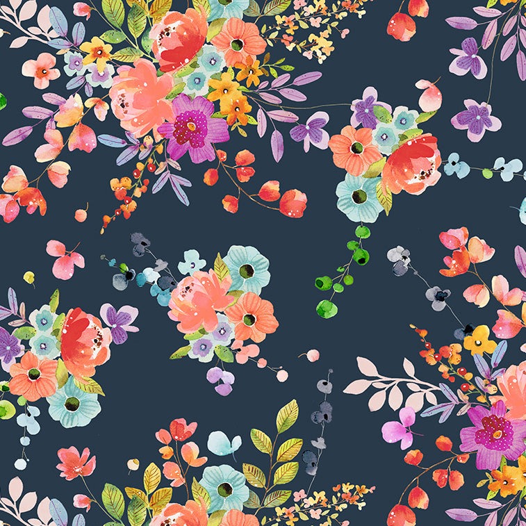 Wild Meadow / Bountiful Bouquets in Navy