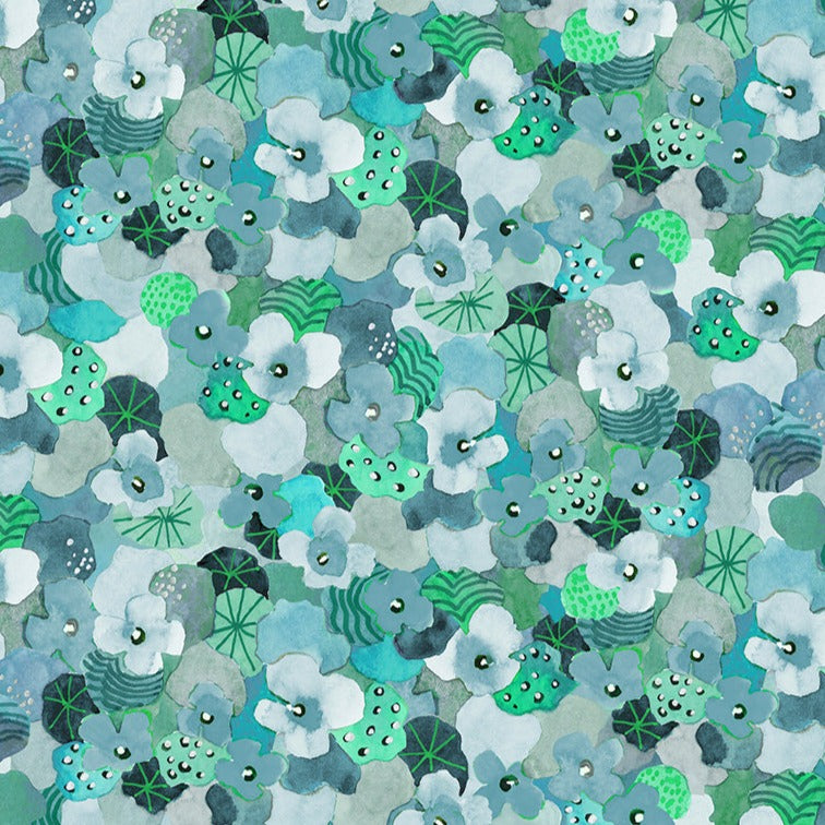 Wild Meadow / Flowering Hedge in Teal