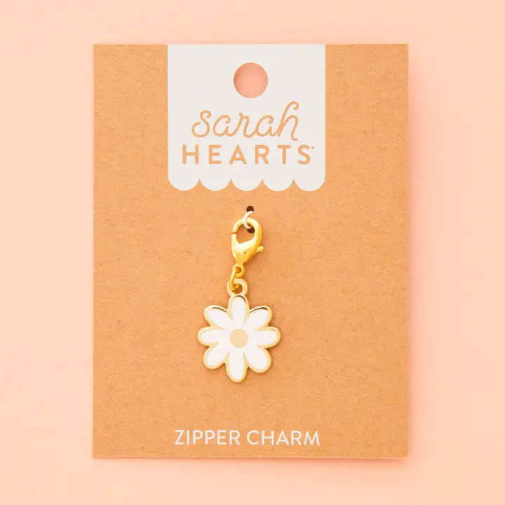 White Daisy Zipper Charm