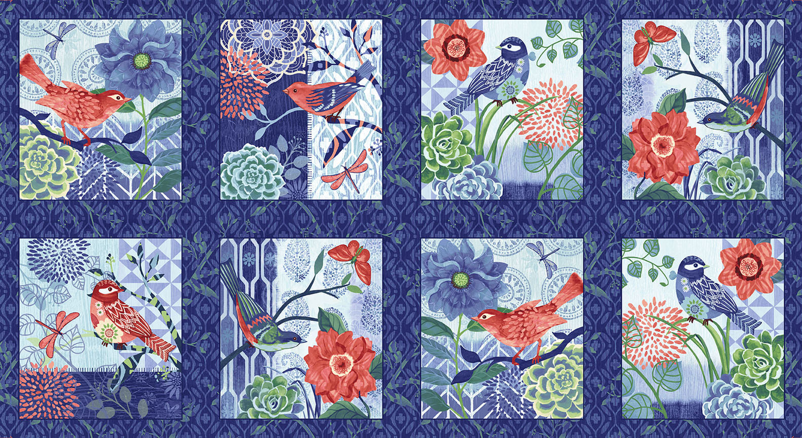 Bella Blue Birds Panel