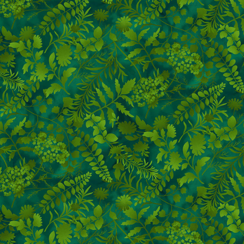 Butterfly Boutique / Ferns in Forest Green