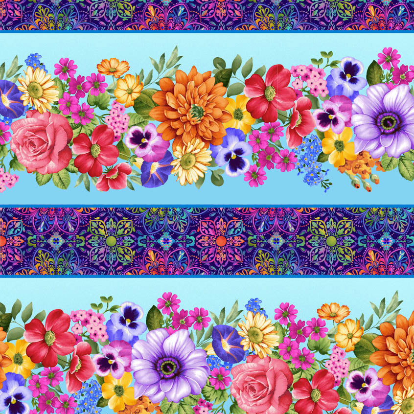 Butterfly Boutique / Border Stripe in Sky Blue