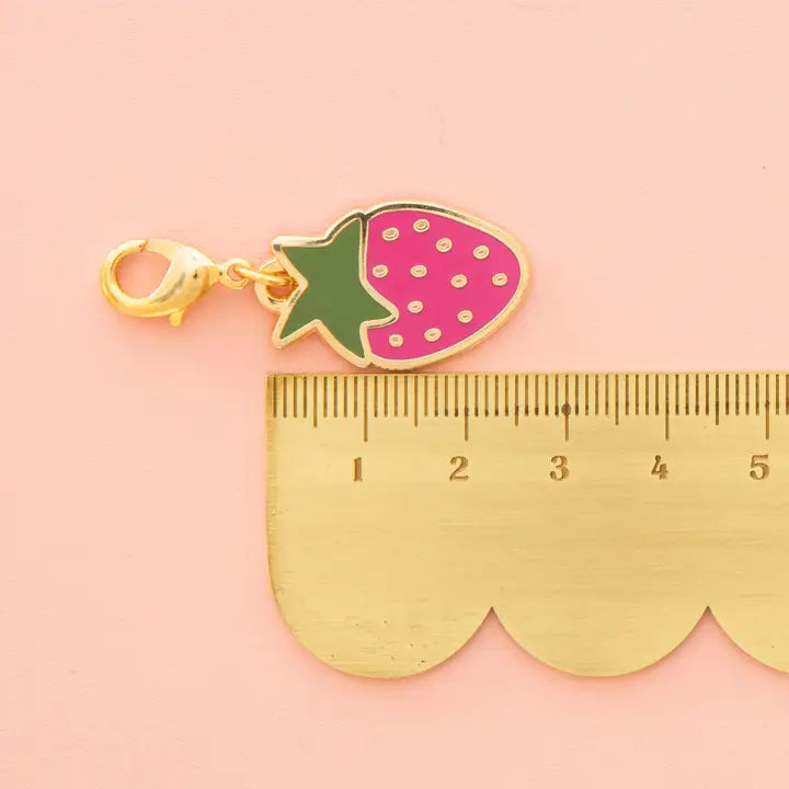 Strawberry Enamel Zipper Charm