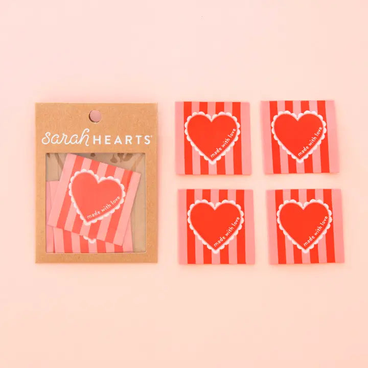 "Made with Love" Valentines Heart Sewing Labels