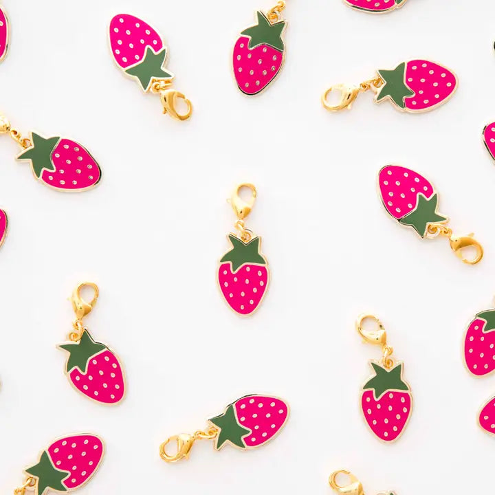 Strawberry Enamel Zipper Charm