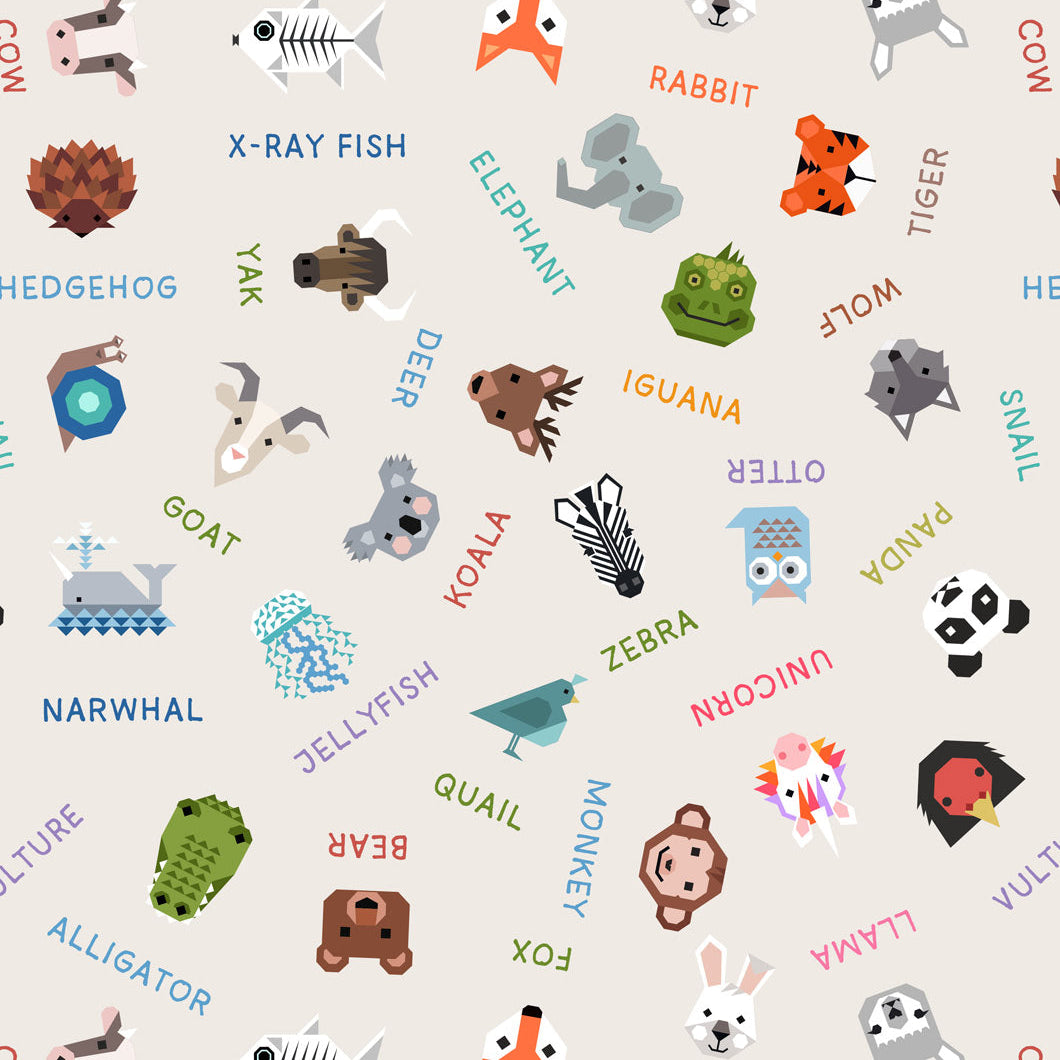 Animal Alphabet / Animal Names on Cream