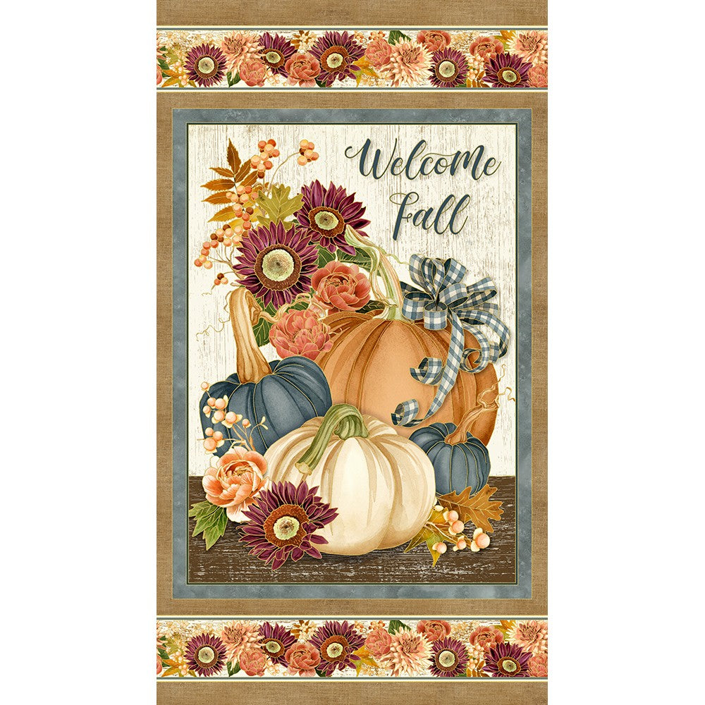 Hello Fall Harvest Panel in Cream