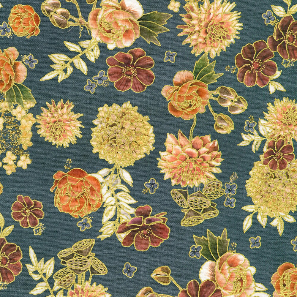 Hello Fall / Large Floral in Denim