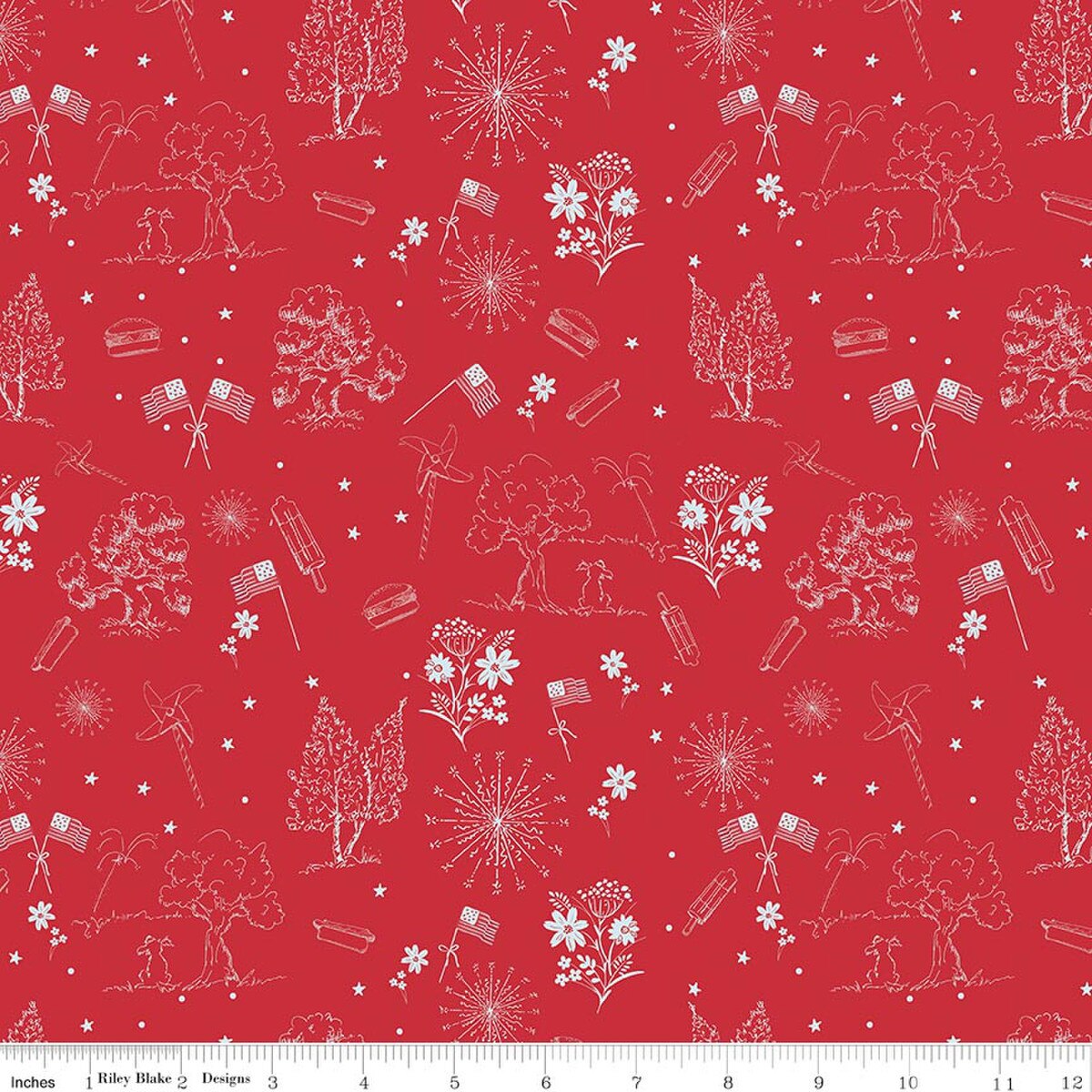 Firework Fields / Independence Toile in Red