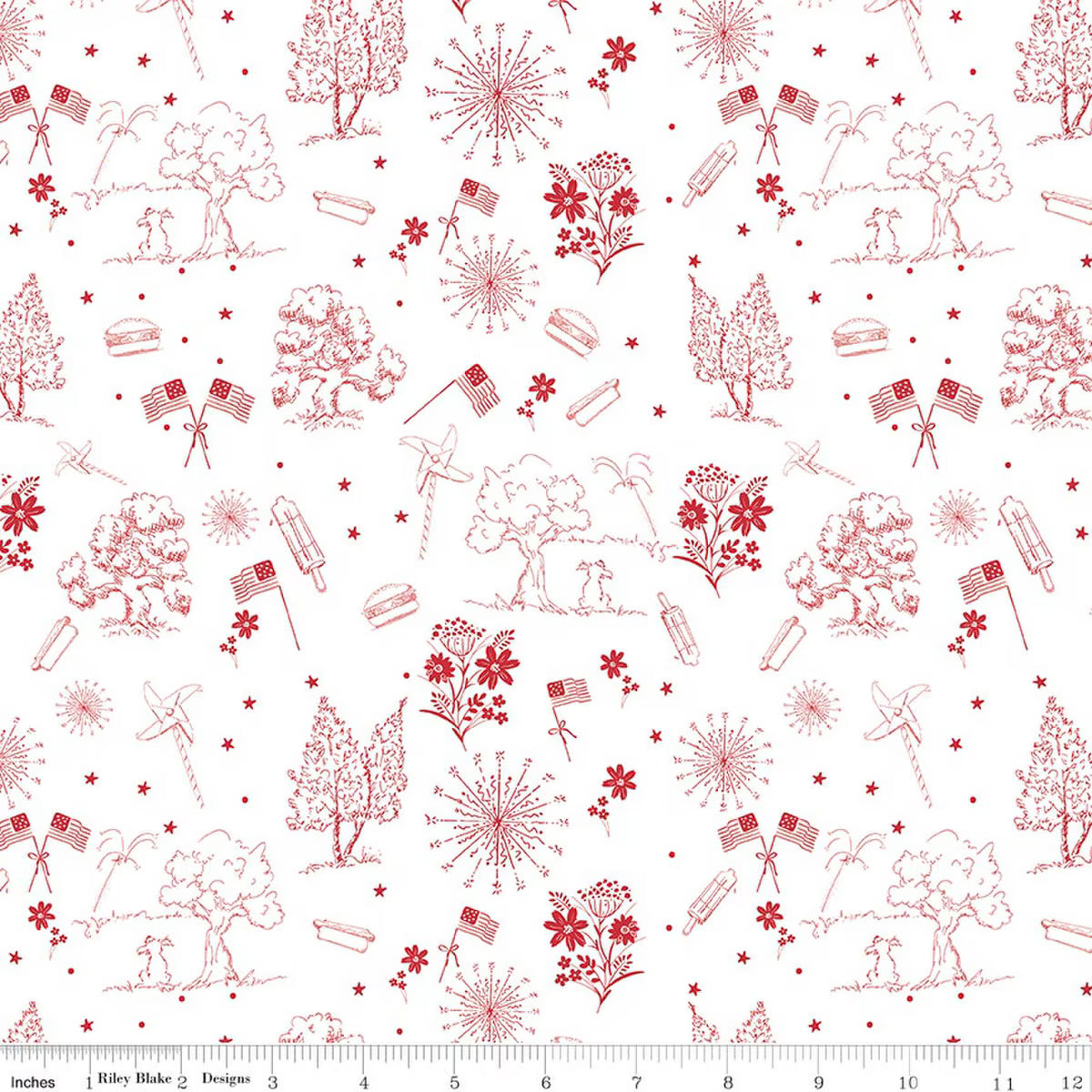 Firework Fields / Independence Toile in White