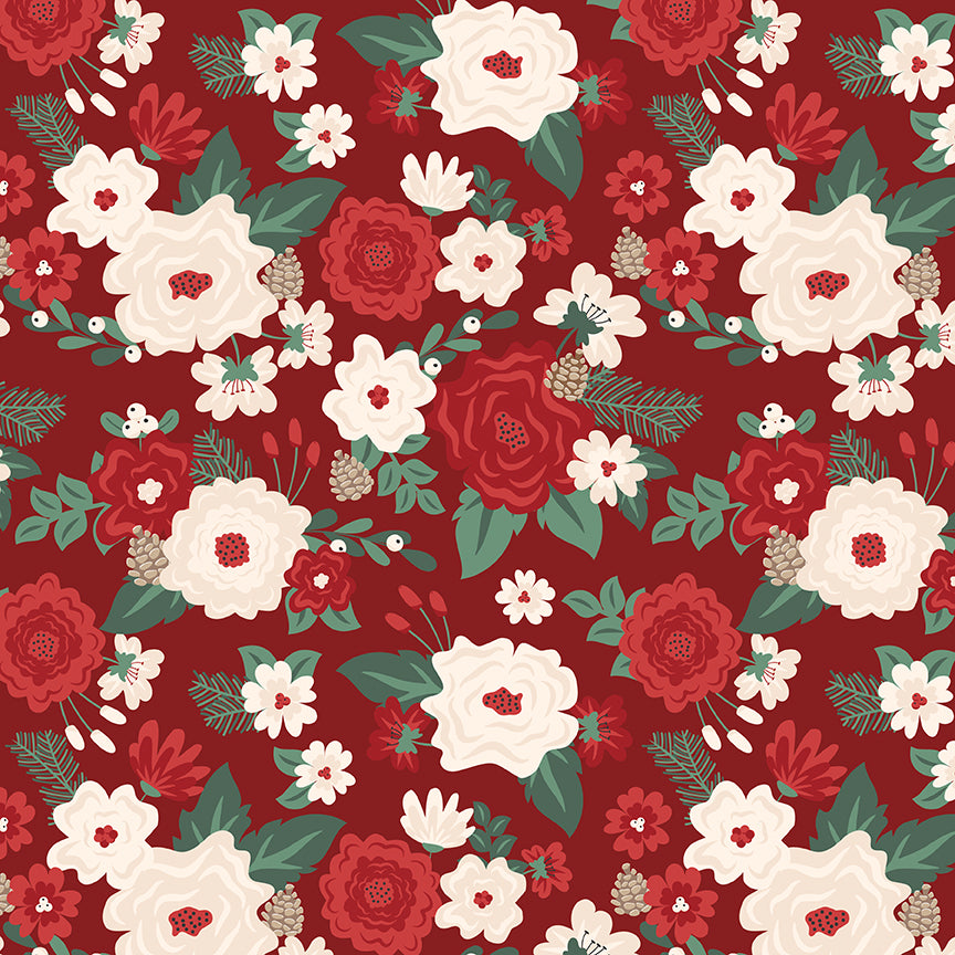 Evergreen Wishes / Main Floral in Red