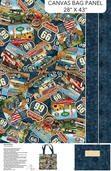 Historic Route 66 Canvas Bag Panel