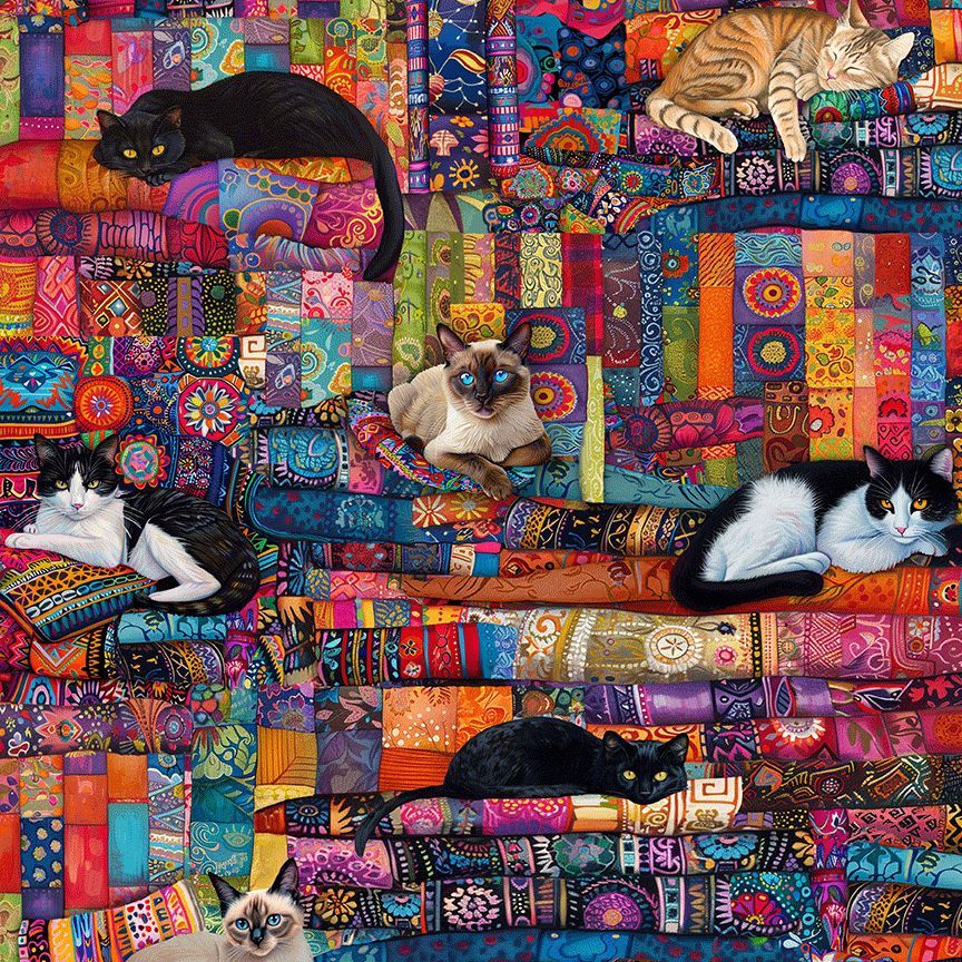 Purrfect Patchwork / Cats on Quilts