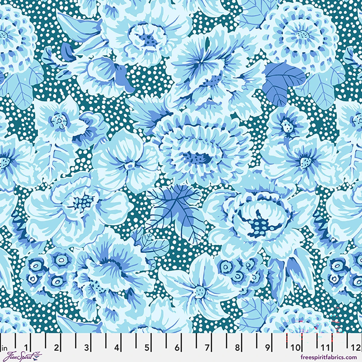 Kaffe Fassett Cotton Lawn / Floral With Dots in Blue
