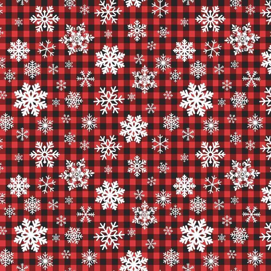 Christmas Eve / Snowflakes on Buffalo Plaid