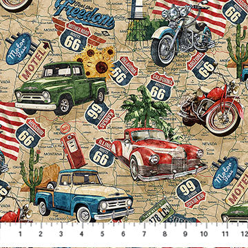 Historic Route 66 / Route 66 Toss in Cream