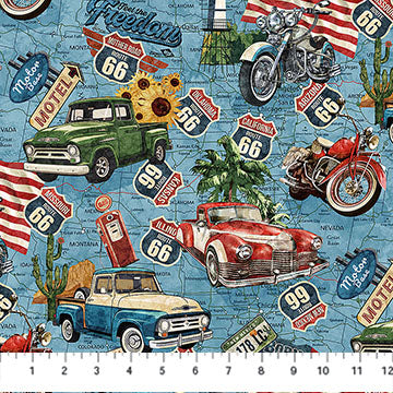 Historic Route 66 / Route 66 Toss in Blue